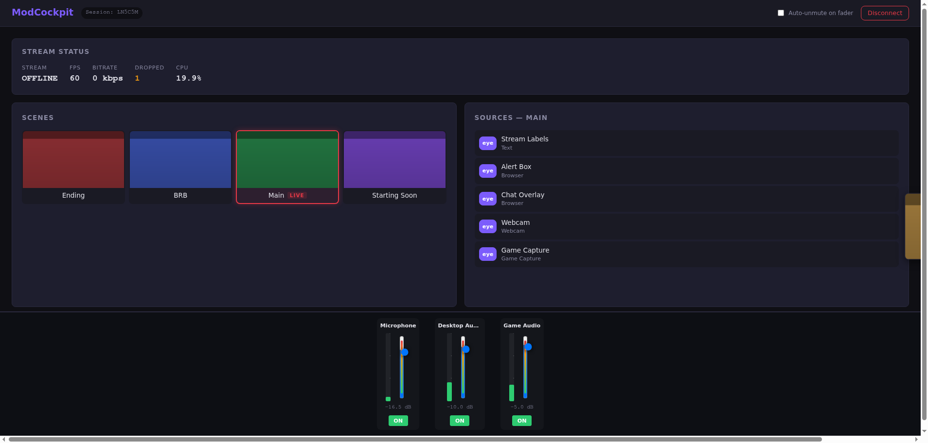 Professioneller Audio-Mixer mit Echtzeit-VU-Metern und Fadern