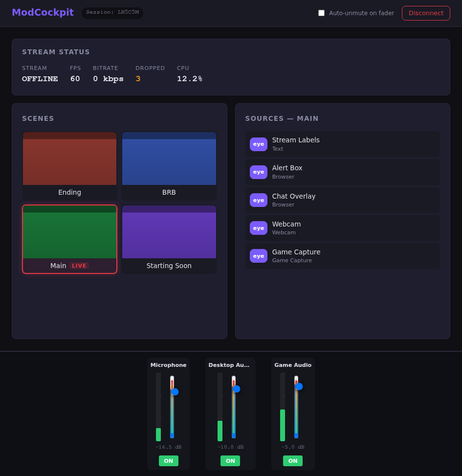 Portal mit festen Mod-Zuordnungen und Online-Status